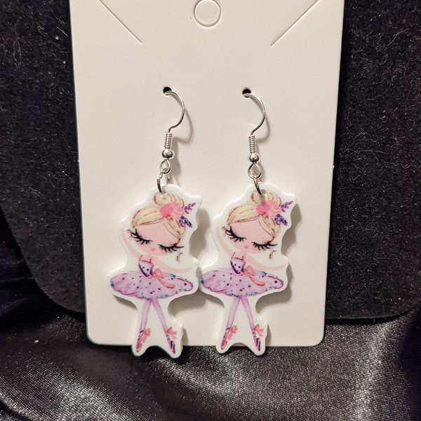 Pretty in Pink Ballerina Dangle Earrings