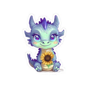 Pegatinas troqueladas de girasol y dragón, calcomanías lindas de dibujos animados, decoración para botellas de agua para computadora portátil, calcomanía de vinilo para teléfono, regalo para amantes de la naturaleza