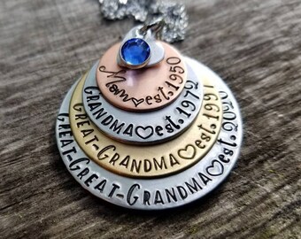 Great Great Grandma Necklace - Grandmother Gift - Pregnancy Announcement - Gift for Grandma