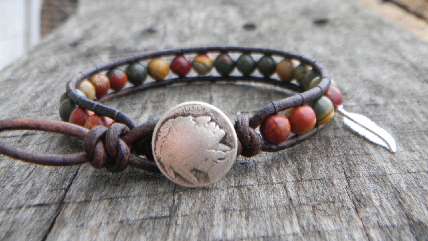 Native American Jewelry Mens Bracelet Leather Beaded Etsy