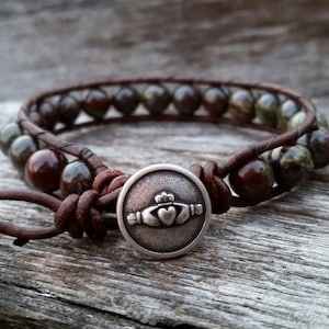Mens Claddagh Bracelet - Mens Celtic Bracelet - Claddagh Bracelet Men - Dragons Blood Jewelry