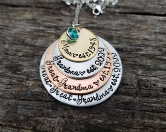 Great Great Grandma Necklace - Gift for Grandma - Pregnancy Announcement Gift