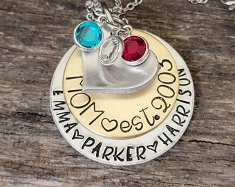 Mom Gift Necklace - Personalized Mom Necklace - Personalized - Stacking Name Necklace Birthstones