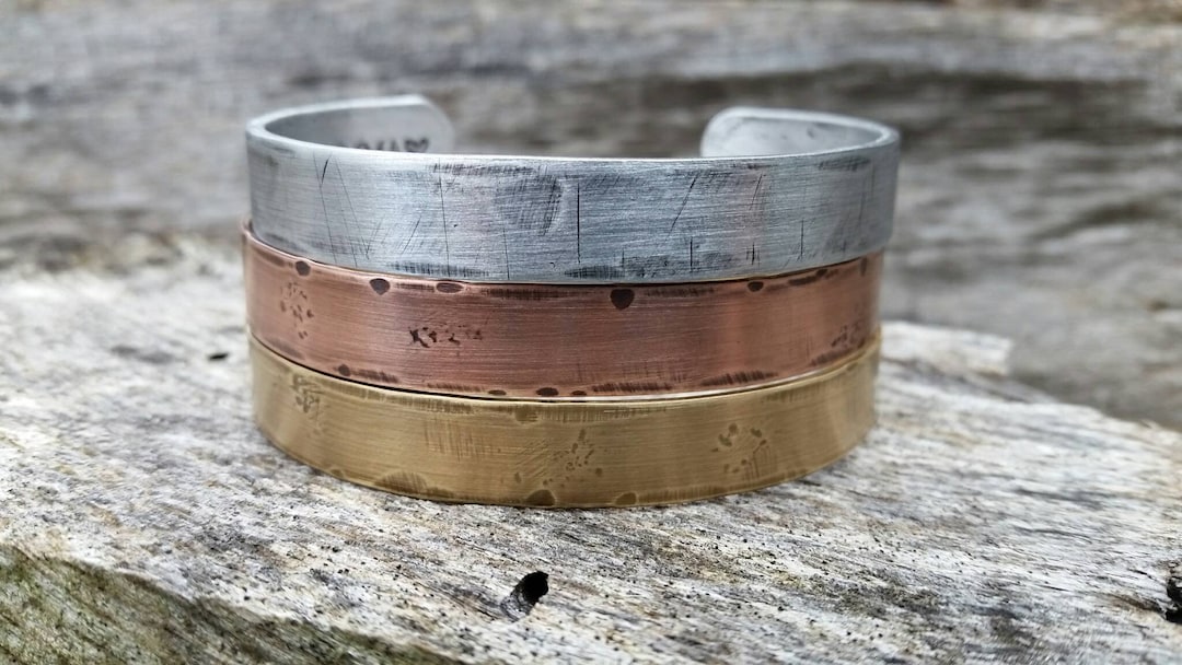 Mens Metal Cuff Bracelet, Personalized Gift for Men, Custom Cuff