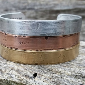 Mens Metal Cuff Bracelet, Personalized Gift for Men, Custom Cuff Bracelet, Mens Bronze Cuff, Mens Copper Cuff, Mens Silver Cuff