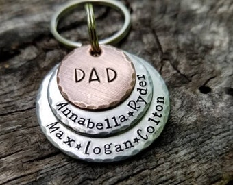 Personalized Gift for Dad - Dad Keychain with Kids Names - Daddy Keychain - Grandpa Keychain