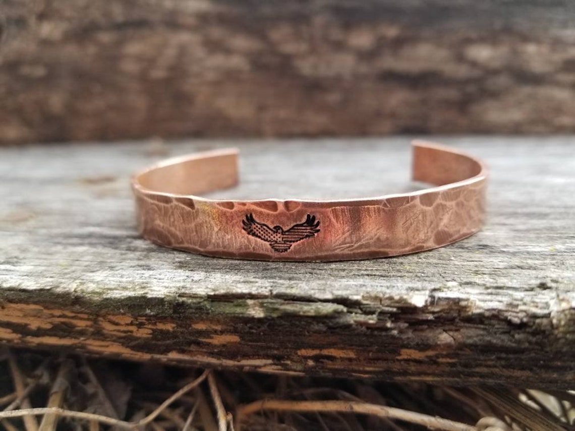 American Eagle Cuff Bracelet Mens Copper Cuff Bracelet Etsy