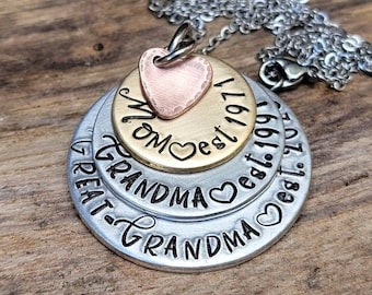 Great Grandma Necklace, New Grandma Gift, Great Great Grandma