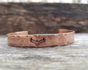American Eagle Cuff Bracelet - Mens Copper Cuff Bracelet - Gift for Men - Rustic Copper Cuff Bracelet