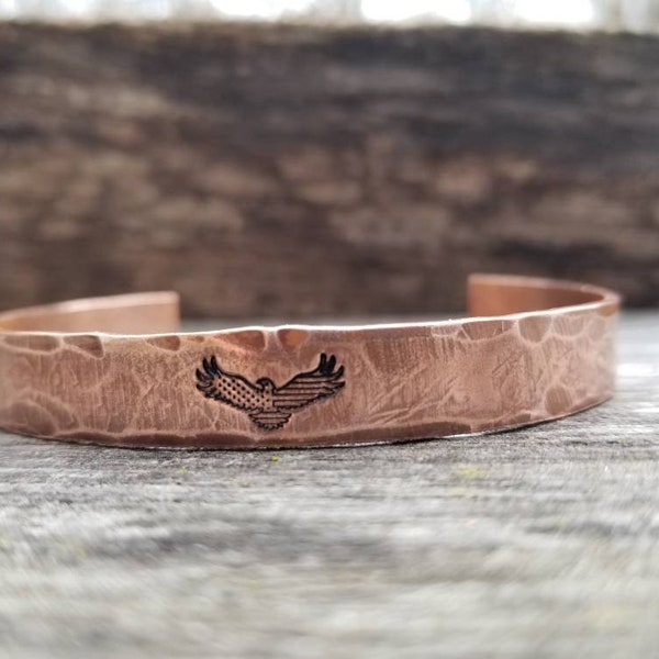 American Eagle Cuff Bracelet - Mens Copper Cuff Bracelet - Gift for Men - Rustic Copper Cuff Bracelet