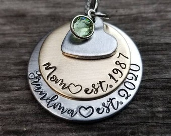 New Grandma Gift, Pregnancy Announcement Necklace, New Grandma Necklace, New Baby Announcement, Mother's Day Gift