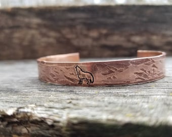 Thin Rustic Copper Cuff Bracelet 3mm Diameter