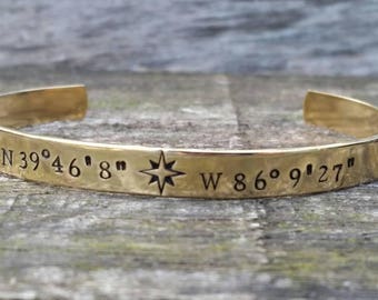 GPS Coordinates Bracelet - Custom Coordinates Bracelet - Latitude Longitude Jewelry - Coordinate Gift - Personalized Memorial Jewelry