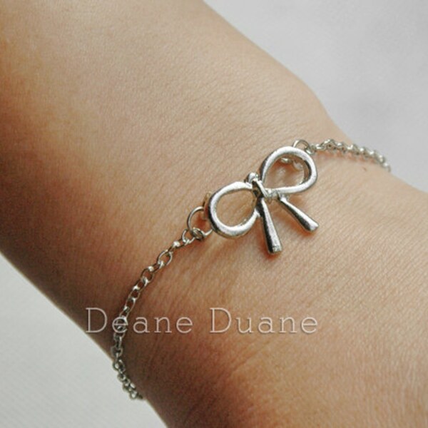 Silber Bowknot Armband-Knot Armband Schmetterling-Karma Armband-Armband wünschen-Hochzeit - Bridesmaid Gift