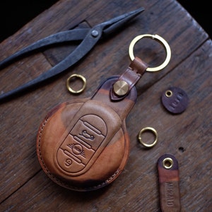 Mini Cooper key fob, Acessories smart key mini, Remote car key case, Unique key cover, Premium leather case for mini cooper