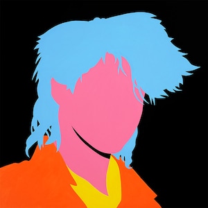 Faceless Portrait, 80s Minimalist Pop Art Print from Original Painting, Brian Canham, Pseudo Echo