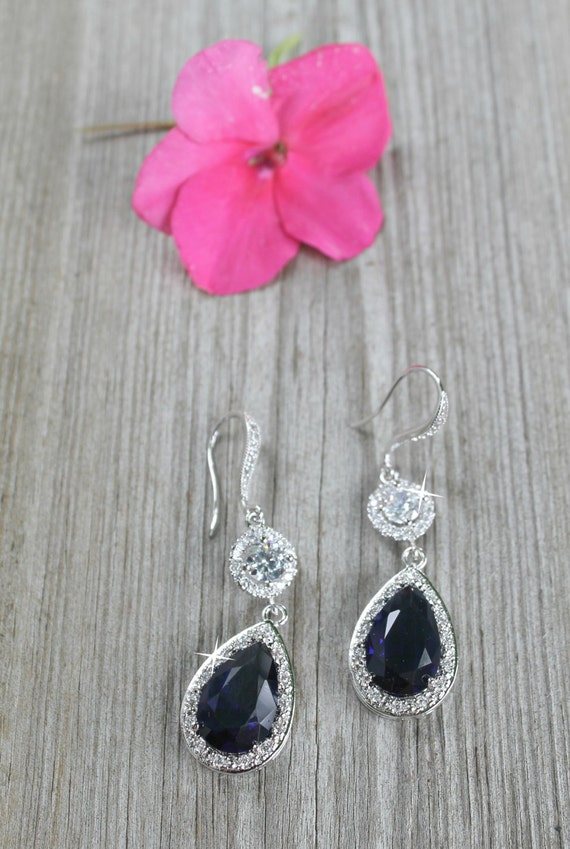 Collar De Plata /& pendiente conjunto en Lila ** ** Vendedor Reino Unido Boda Dama De Honor Regalo