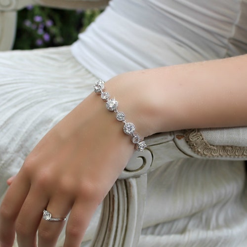 Bridal wedding jewelry graduation cocktail party flower girl brides maid, matron newest of honor fancy bracelet dainty cz cubic zirconia