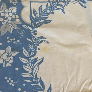 Vintage Blue and White Floral Tablecloth Thick Cotton Material image 6