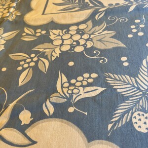 Vintage Blue and White Floral Tablecloth Thick Cotton Material image 3