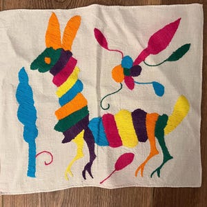 Vibrant Otomi Mexican Hand Embroidered Wall Hanging Decor
