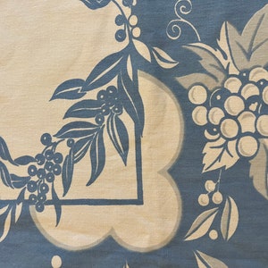 Vintage Blue and White Floral Tablecloth Thick Cotton Material image 4