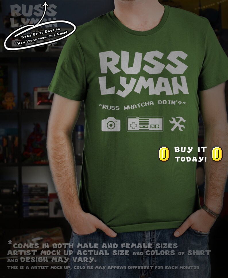 official russ lyman shirt Whatcha Doin slogan (White Lettering) image 7
