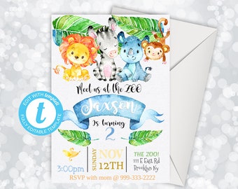 zoo birthday invite etsy