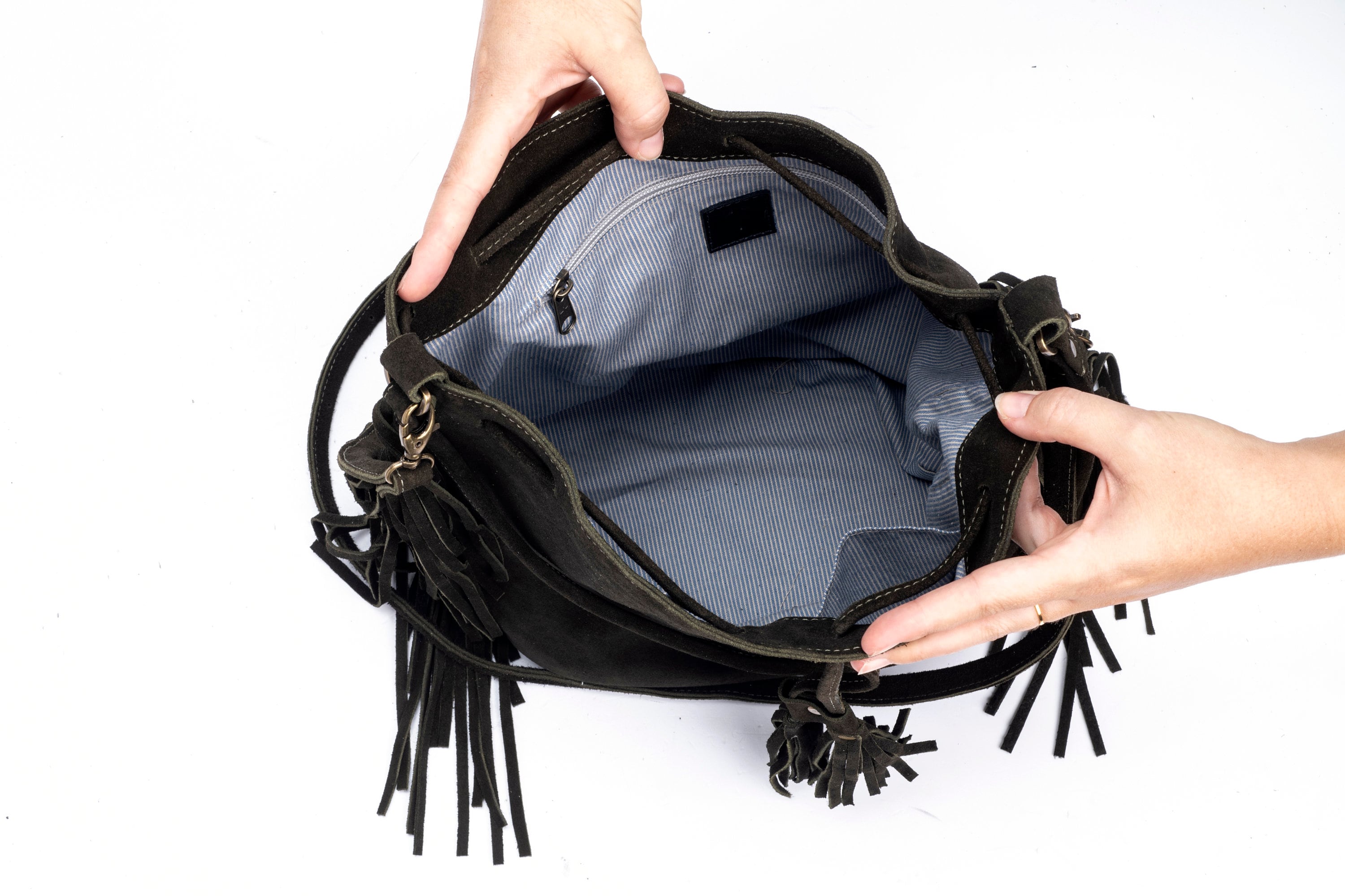 Bolsas De Hombro Para Mujer Bolso De Hombro Hobo Midi Amber Piel Negro | Roberto Verino Bolsos De Hombro Grandes