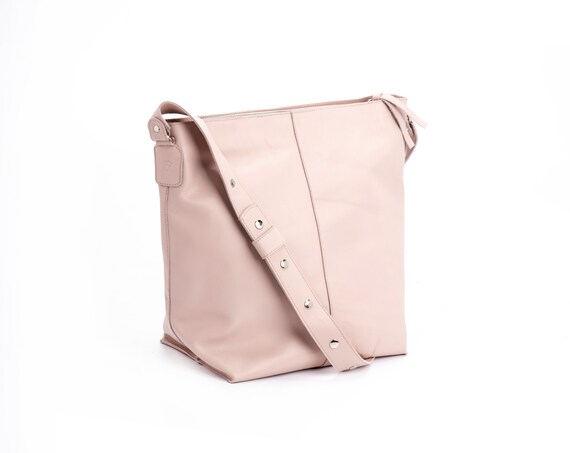 blush leather tote