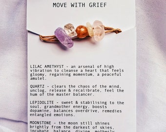 Move With Grief - Crystal Intention Wish Bracelet - Grief, Sympathy, Loss, Bereavement Gift