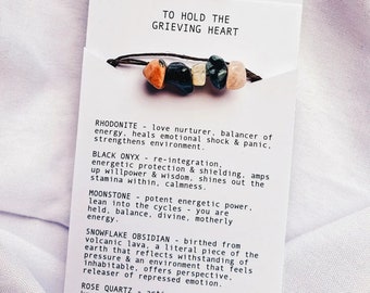 To Hold The Grieving Heart - Crystal Intention Wish Bracelet - Grief, Sympathy, Loss, Bereavement Gift