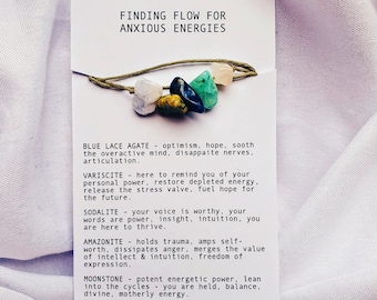 Finding Flow For Anxious Energies - Crystal Intention Wish Bracelet - Anxiety, Depression, Fear, Mental Health Gift
