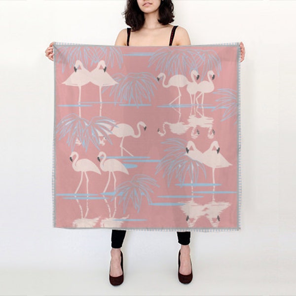 Flamingos Silk Scarf - square scarf- silk accessories - perfect gift for her