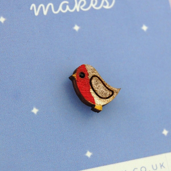 Tiny Robin Redbreast Pin Badge (Bereavement Gift)