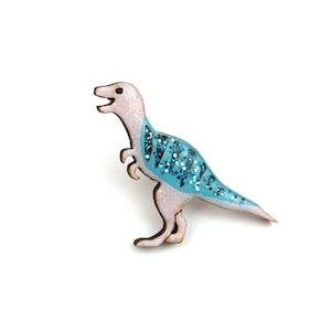 Tyrannosaurus Rex/ T Rex Pin Badge Glittery Pastel Purple and Blue