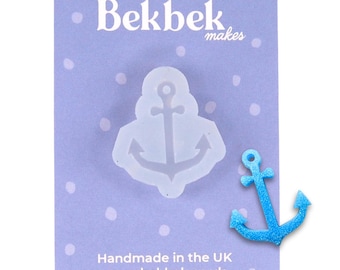 Anchor Silicone Mold for UV Resin Jewelry Crafts, Nautical Pendants, Earrings (25x21x3mm)