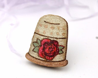 Thimble Pin Badge, Sewing Lover Brooch, Embroidery Gift