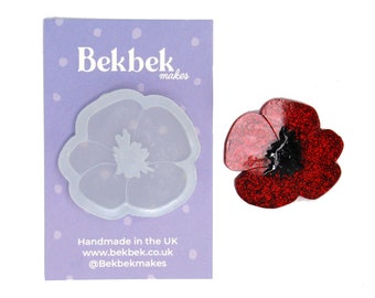 Large Poppy Reusable Silicone Mould for UV Resin - Rememberance Day Flower