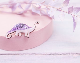 Diplodocus Dinosaur Pin Pastel Purple & Purple