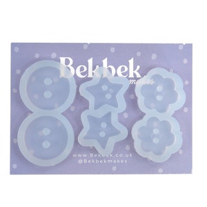 Buttons Mix Reusable Silicone Moulds - Stars, Flowers and Circles