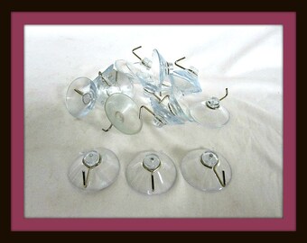 10, Large, 1-1/2 in. Diameter, Suction Cups with Metal Hooks, Sun Catcher Hangers, Panel Hangers, Window Suction Cups, Plastic Hangers