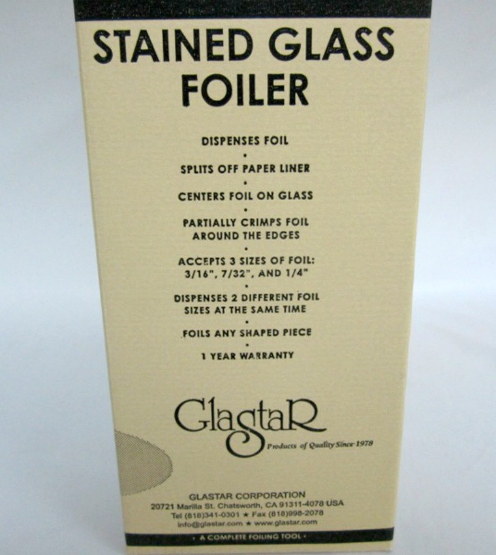 Glastar Foiling Machine Can Use 3 Sizes of Foil 3/16