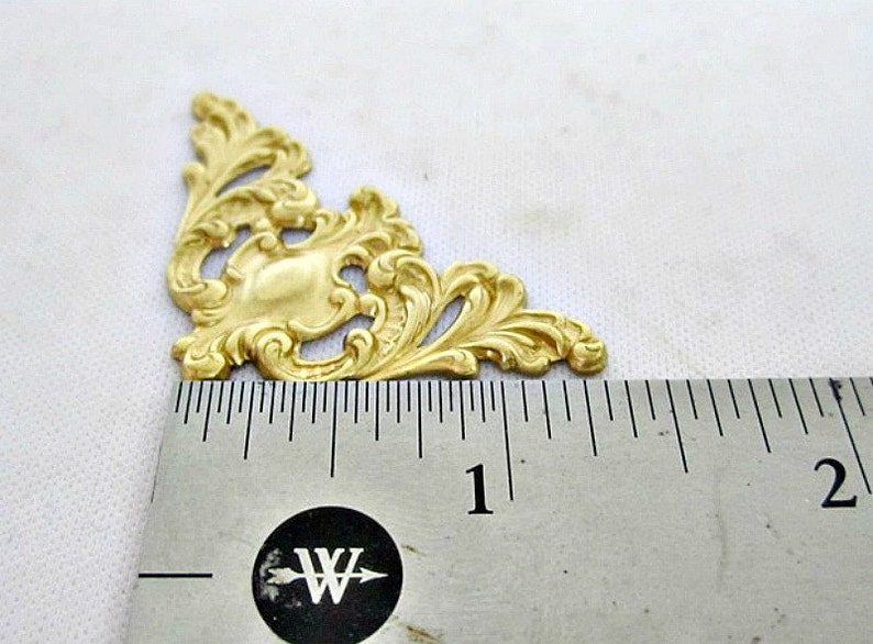 Ful A2016 Set of 4 Raw Brass Filigree Corners Art Nouveau Victorian Vintage Inspired