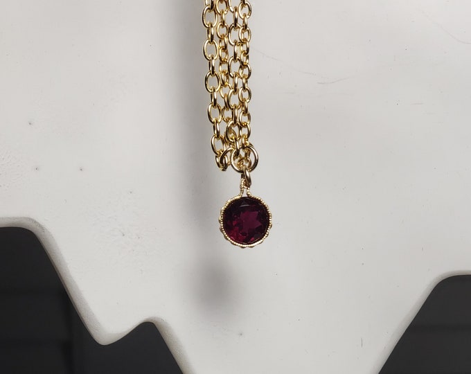 Garnet Gemstone Bracelet, Faceted, Natural Red, 8mm, 2.50 CT, 14K Setting, GP Chain