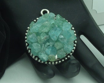 Gemstone Crystal Apatite Blue Pendant on Silver Plate Free SP Adjustable 22 inch Chain Gemstone Crystal Apatite Blue Pendant on Silver Plate Free SP Adjustable 22 inch Chain