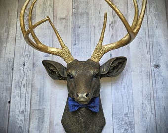 Faux Taxidermy Deer Head with bow tie, Stag Wall Mount