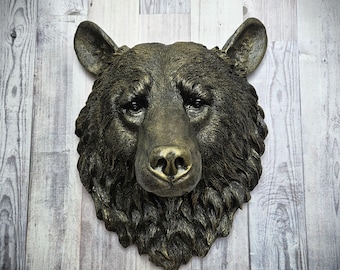 Faux taxidermy bear head wall mount