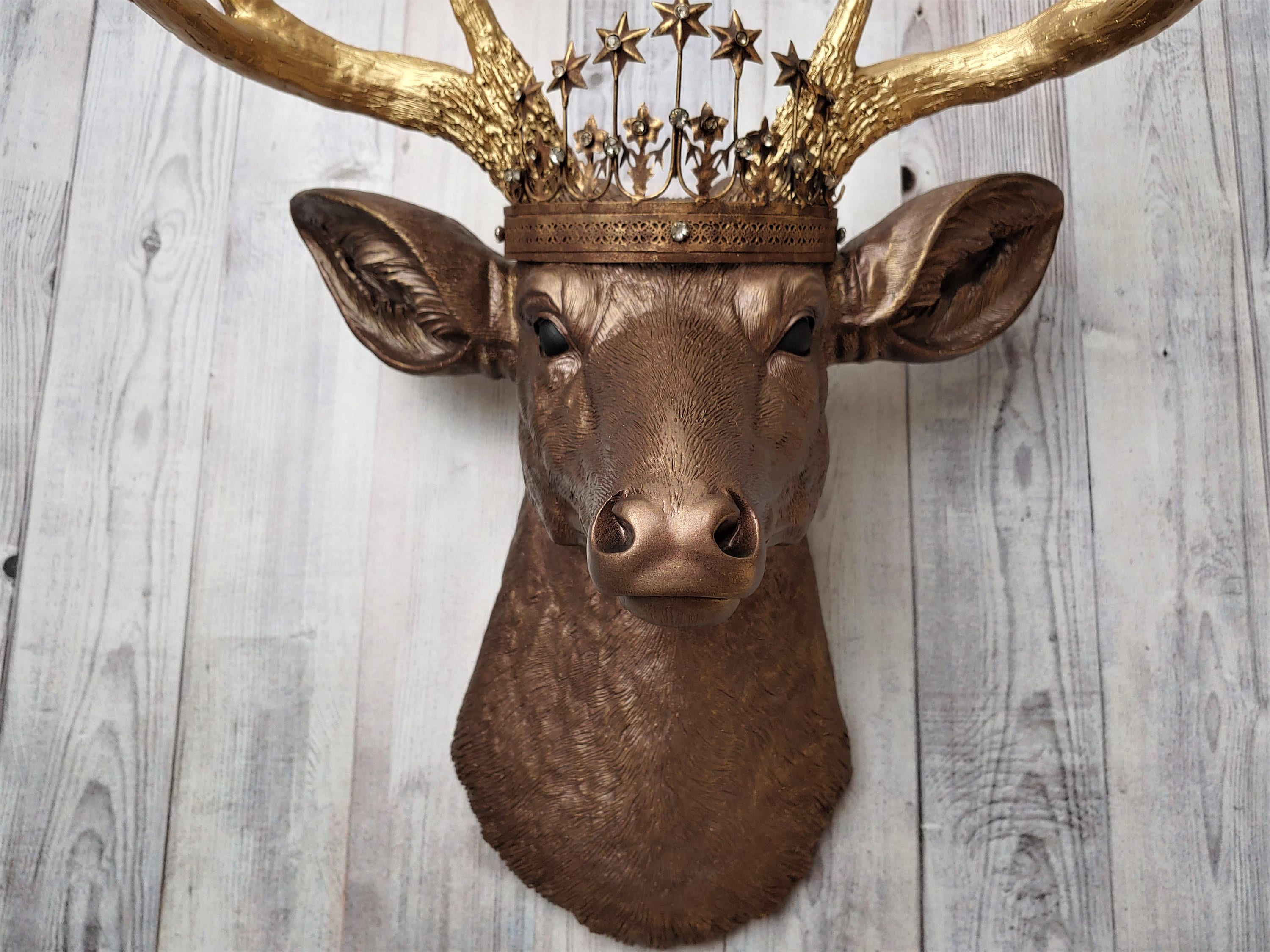 Faux Taxidermy Deer Head Wall Decor, Crowned Stag Head Mount - Etsy