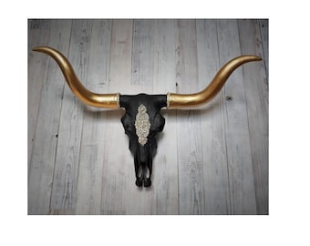 Faux Taxidermy Longhorn Steer, Cow Skull, Jeweled